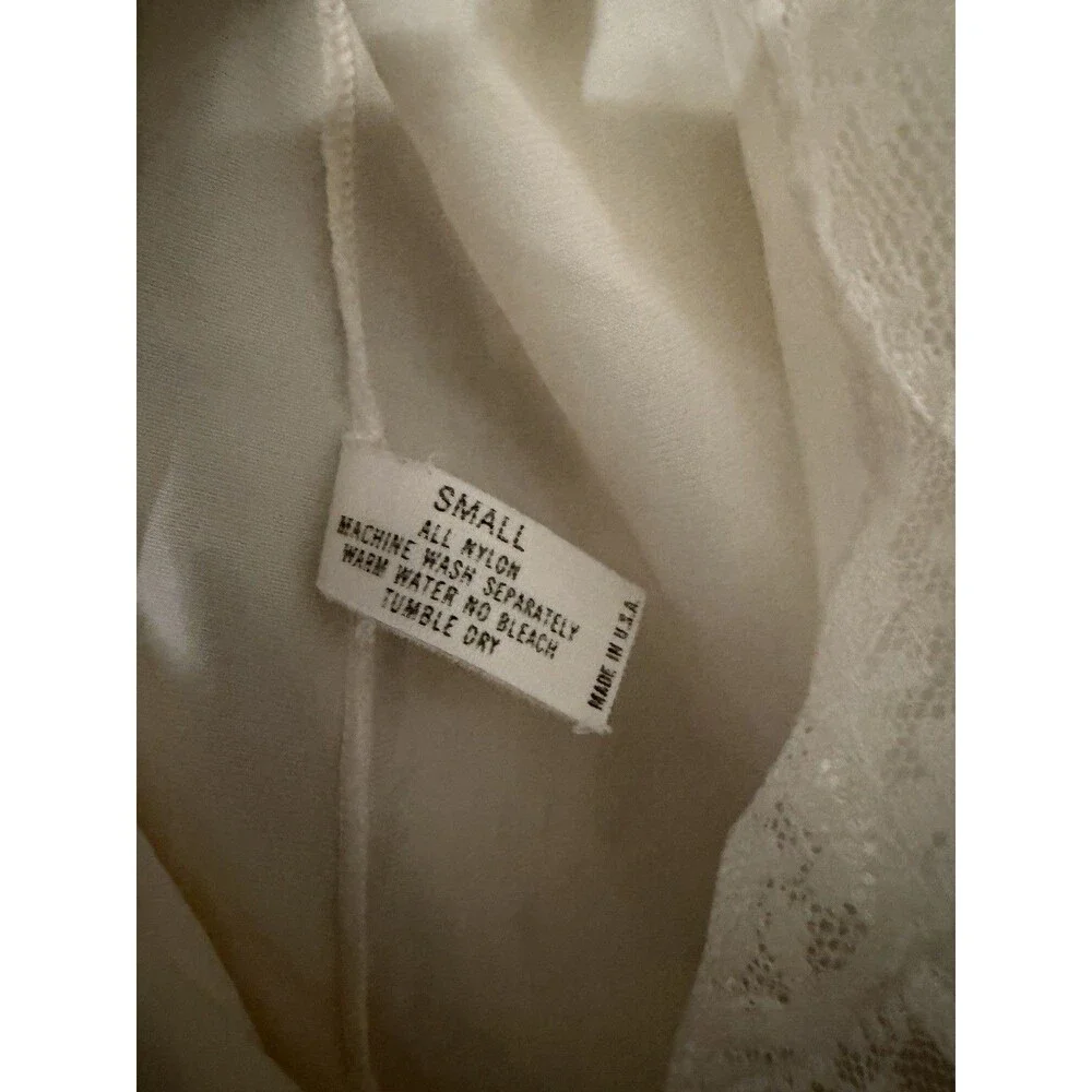 Vintage 80’s Shadowline Ivory Gown & Short Robe Set Womens Small Lace Trim